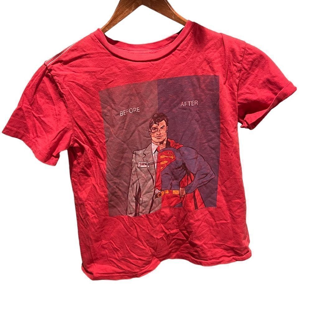 Vintage Y2K Junk Food Superman Clark Kent Tee Boys Red DC Comics size 6
